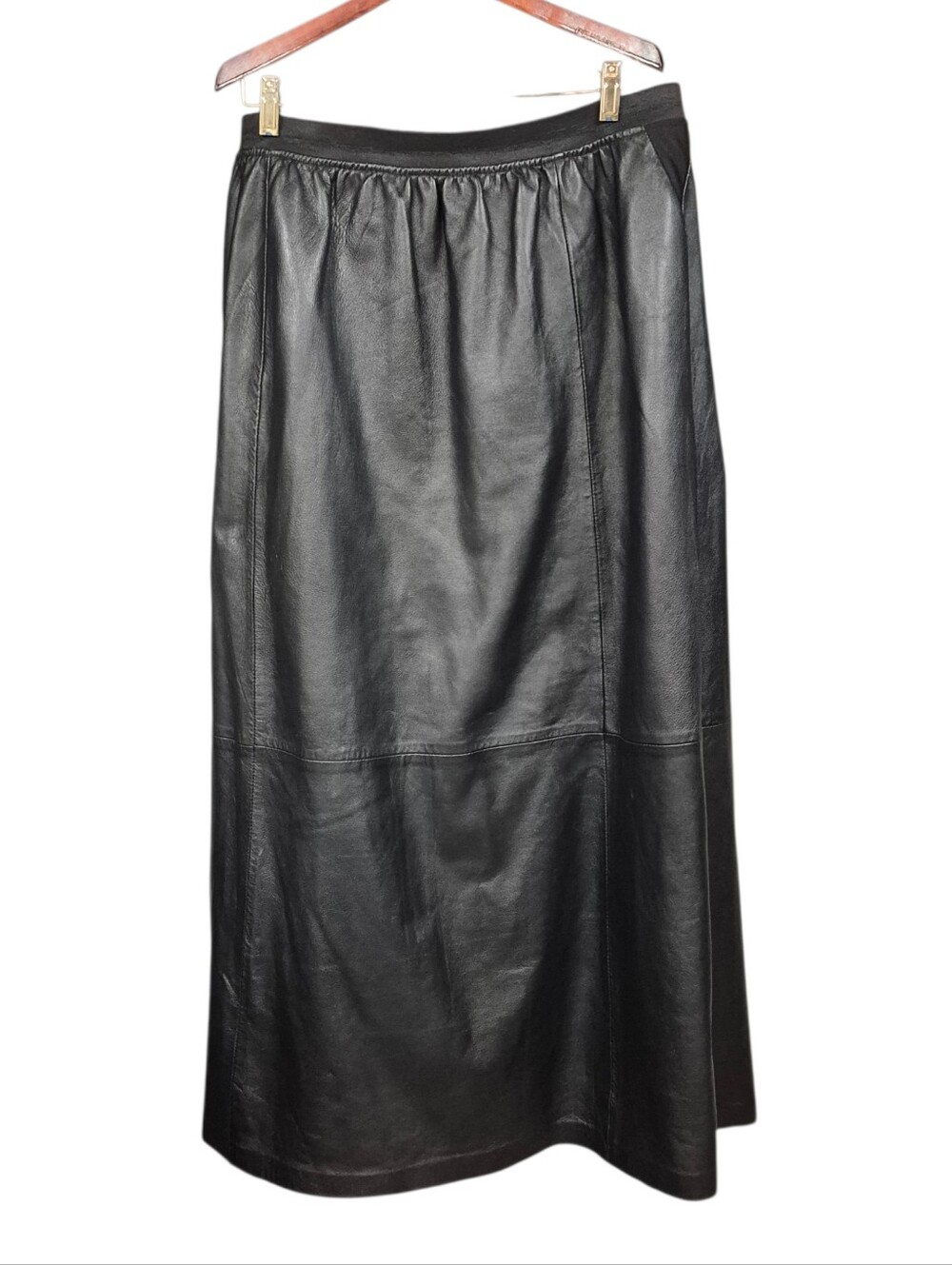 Vintage Margaret Godfrey Classic Black Leather Maxi Skirt Plus Size 20